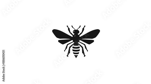 Minimalist Black Bee Silhouette Vector Icon. Simple Insect Symbol for Nature, Ecology, Honey, or Agriculture Design.