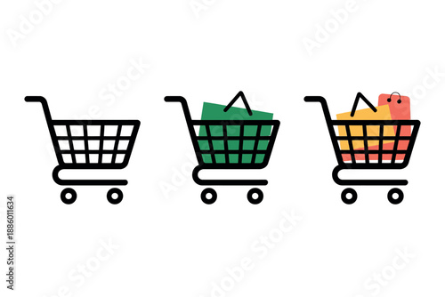 Shopping cart icons with bags