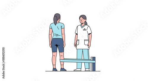 Physiotherapist supervising patient during leg resistance band workout