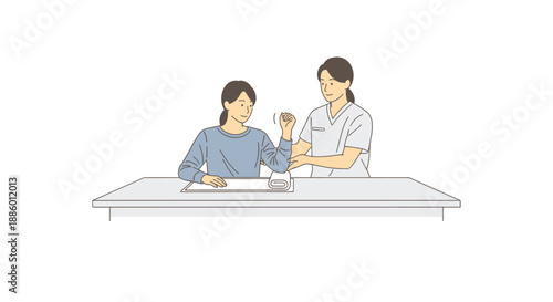 Physiotherapist carefully examining patient's wrist and arm movement