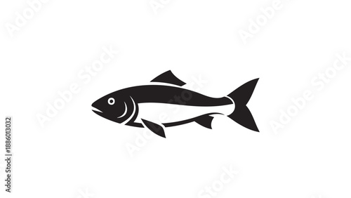 Stylized black and white fish illustration isolated on transparency