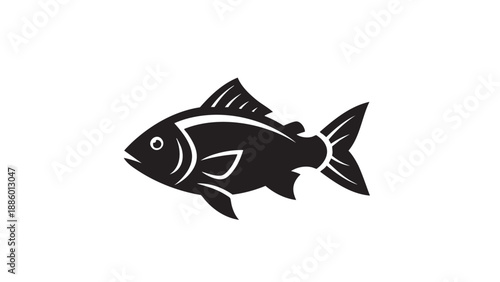 Stylized flat design tuna fish illustration isolated on transparent