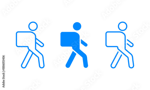 Vector icon delivery courier. Illustration of a walking human figure carrying a bag. Symbolic of urban mobility and public delivery. Outline editable.