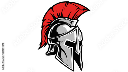 Illustration of a Spartan Helmet with Red Plume.