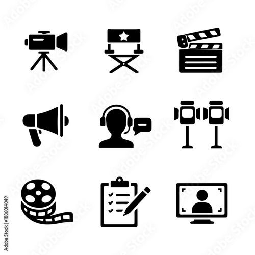 filming vector icon set on a white background
Vector icon set