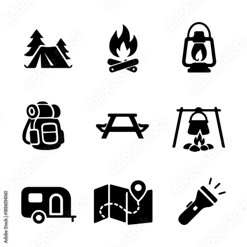 camping vector icon set on a white background
Vector icon set