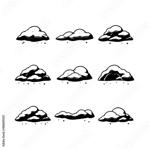 snowdrifts vector icon set on a white background
Vector icon set