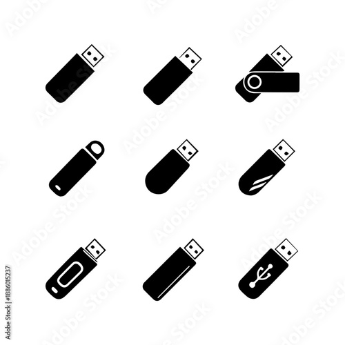 flash drives vector icon set on a white background
Vector icon set