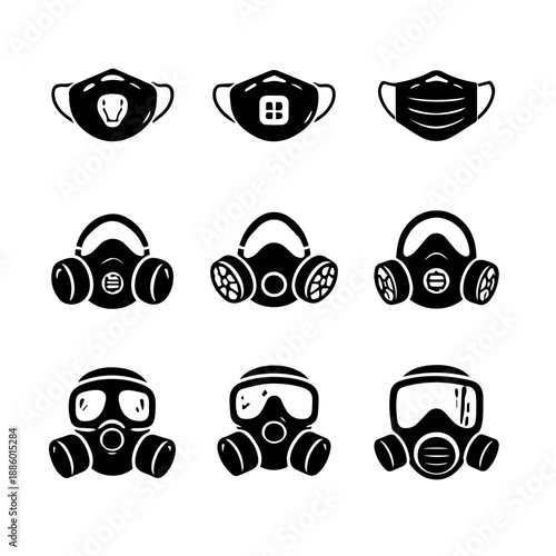 respirators vector icon set on a white background
Vector icon set