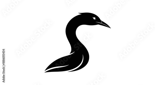 Elegant Black Swan Silhouette on White Background 1.