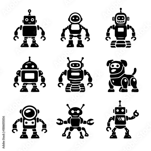robots vector icon set on a white background
Vector icon set