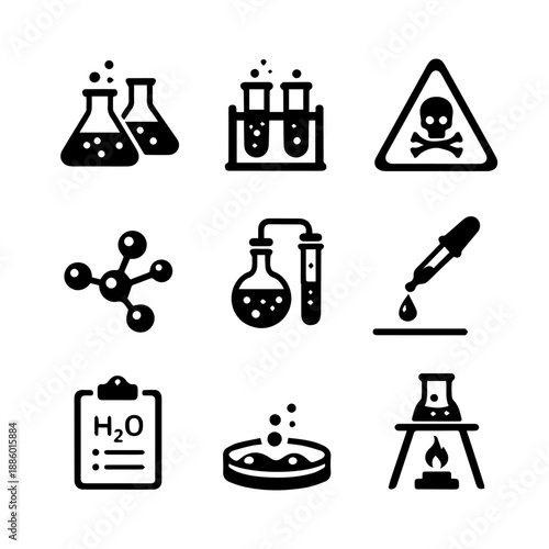 chemistry vector icon set on a white background
Vector icon set