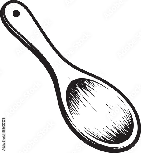 A detailed sketch of a wooden spoon, perfect for culinary endeavors, is shown. This image encapsulates the essence of rustic charm. 