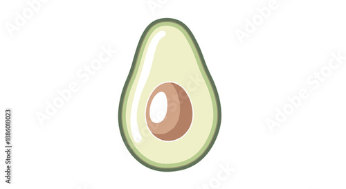 Fresh Avocado Half with Seed Isolated on White Background 1.