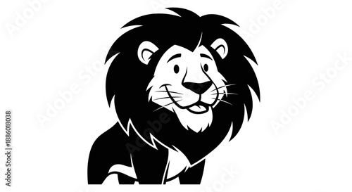 Friendly Cartoon Lion Illustration with Majestic Mane.