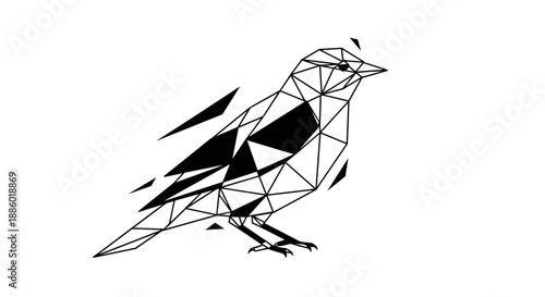 Geometric Bird Illustration Abstract Design.