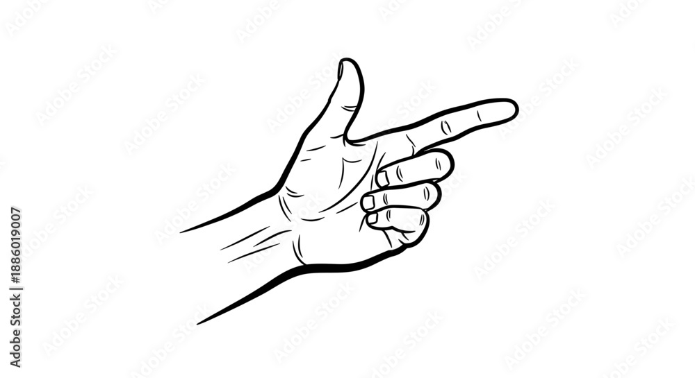 Obraz premium Hand Gesture Pointing Direction with Thumb Up.
