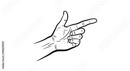 Hand Gesture Pointing Direction with Thumb Up.