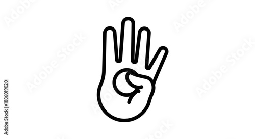 Hand gesture showing four fingers raised.