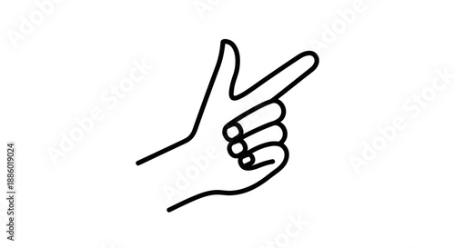 Hand gesture pointing with index finger and thumb.