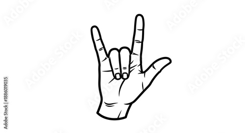 Hand gesture showing rock and roll sign with fingers.