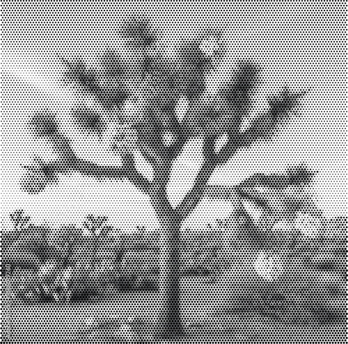 Halftone joshua tree silhouette landscape illustration for desert travel and nature branding