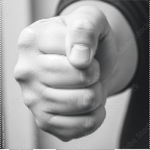 Halftone clenched fist raised illustration for strength power and protest branding