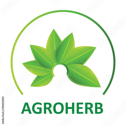 Modern Agroherb logo with vibrant green leaves in a sunburst arrangement for organic farming and natural wellness branding