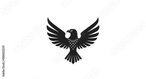 Majestic Black Eagle Spreading Wings in Flight Silhouette.