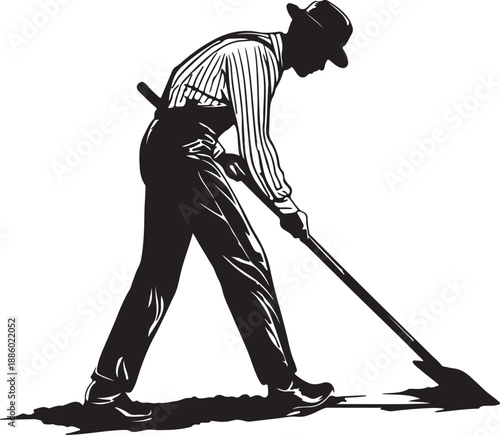 Baseball player swinging bat in vintage style