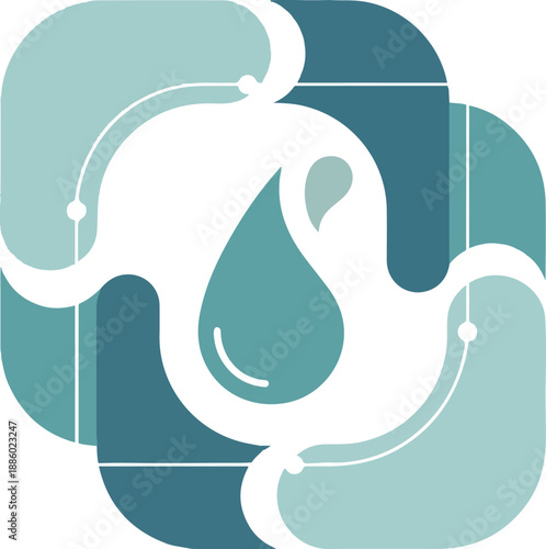 Abstract Hydro Energy Water Drop with Tech Circuit Lines