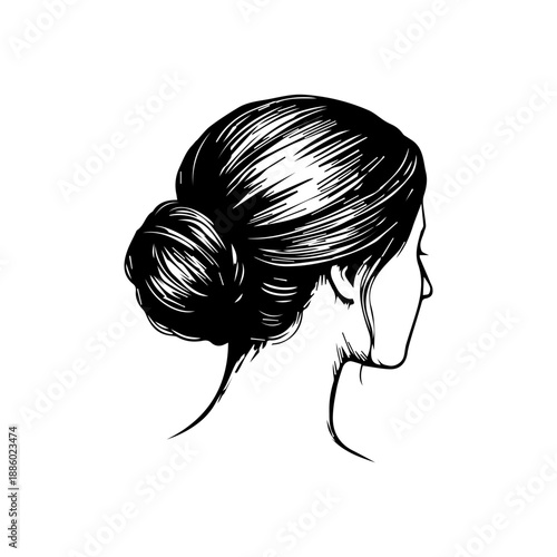 Woman with hair bun in elegant profile