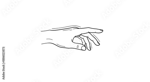Minimalist Line Art Drawing of a Human Hand Pointing Forward.