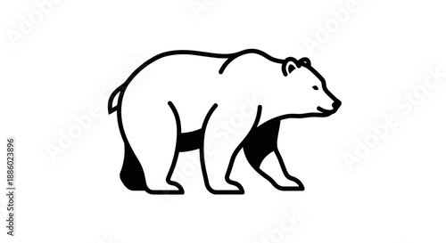 Minimalist Line Art Illustration of a Walking Polar Bear.