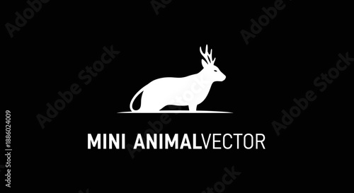 Minimalist White Deer Silhouette Vector Art.