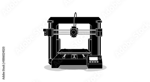 Modern 3D Printer Silhouette Technology Innovation.