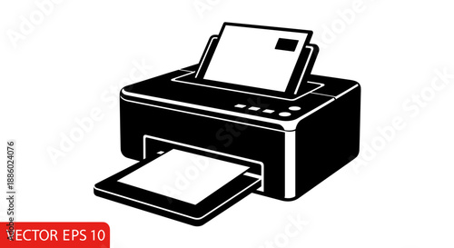 Modern Black Inkjet Printer with Paper Output.