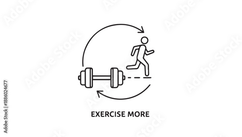 Illustration of a person running with a barbell to promote exercise and fitness activities.