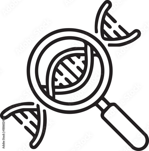 DNA research and genetics analysis outline icon