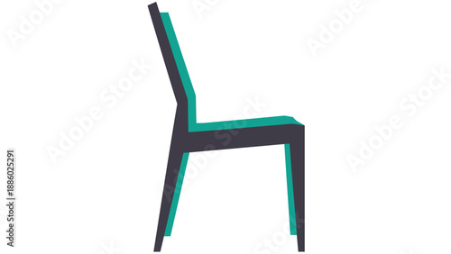 Modern Teal and Black Stackable Dining Chair Side View.