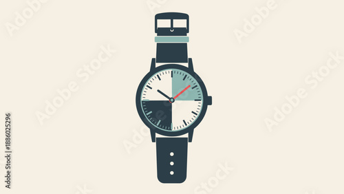 Modern Wristwatch With Unique Quadrant Dial Design.