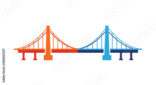 Modern Suspension Bridges Connecting Two Sides.