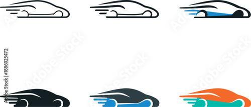 Innovative Mobility Symbol Grid. Visionary mobility symbol portraying a streamlined vehicle form combined with forward motion cues