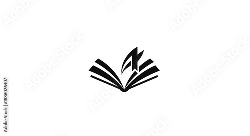 Open Book Symbol with Abstract Element.