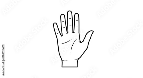 Open Hand Illustration with Five Fingers Extended.