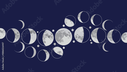 Phases of the Moon Celestial Cycle Illustration 1.