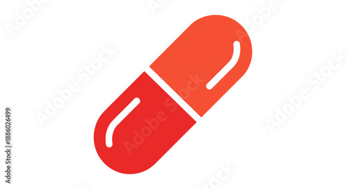 Red and Orange Capsule Pill Icon.