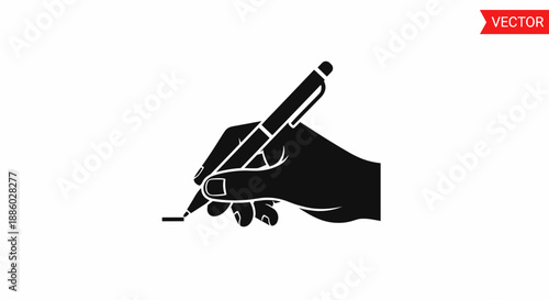 Silhouette of a Hand Writing with a Pen.