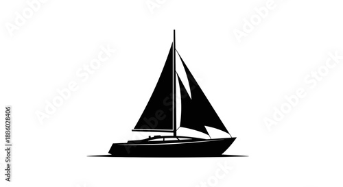 Silhouette of a majestic sailboat gliding on calm waters.