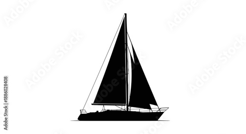 Silhouette of a Majestic Sailboat on the Water.